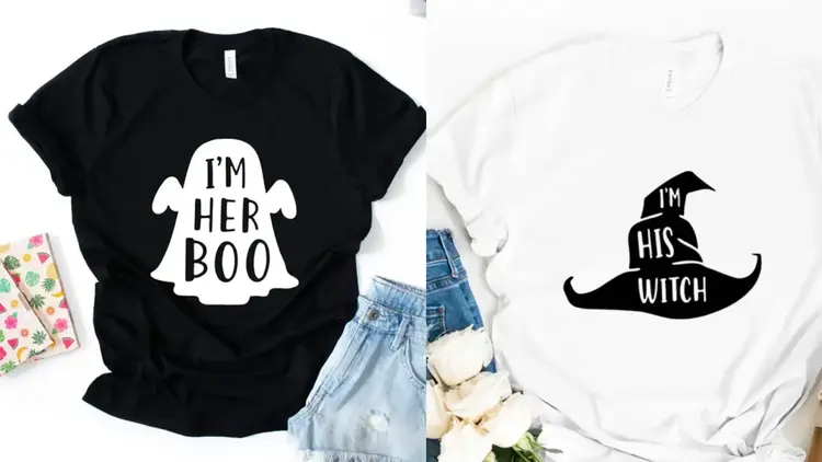 I’m Her BOO, I’m His Witch Halloween Couples Tee